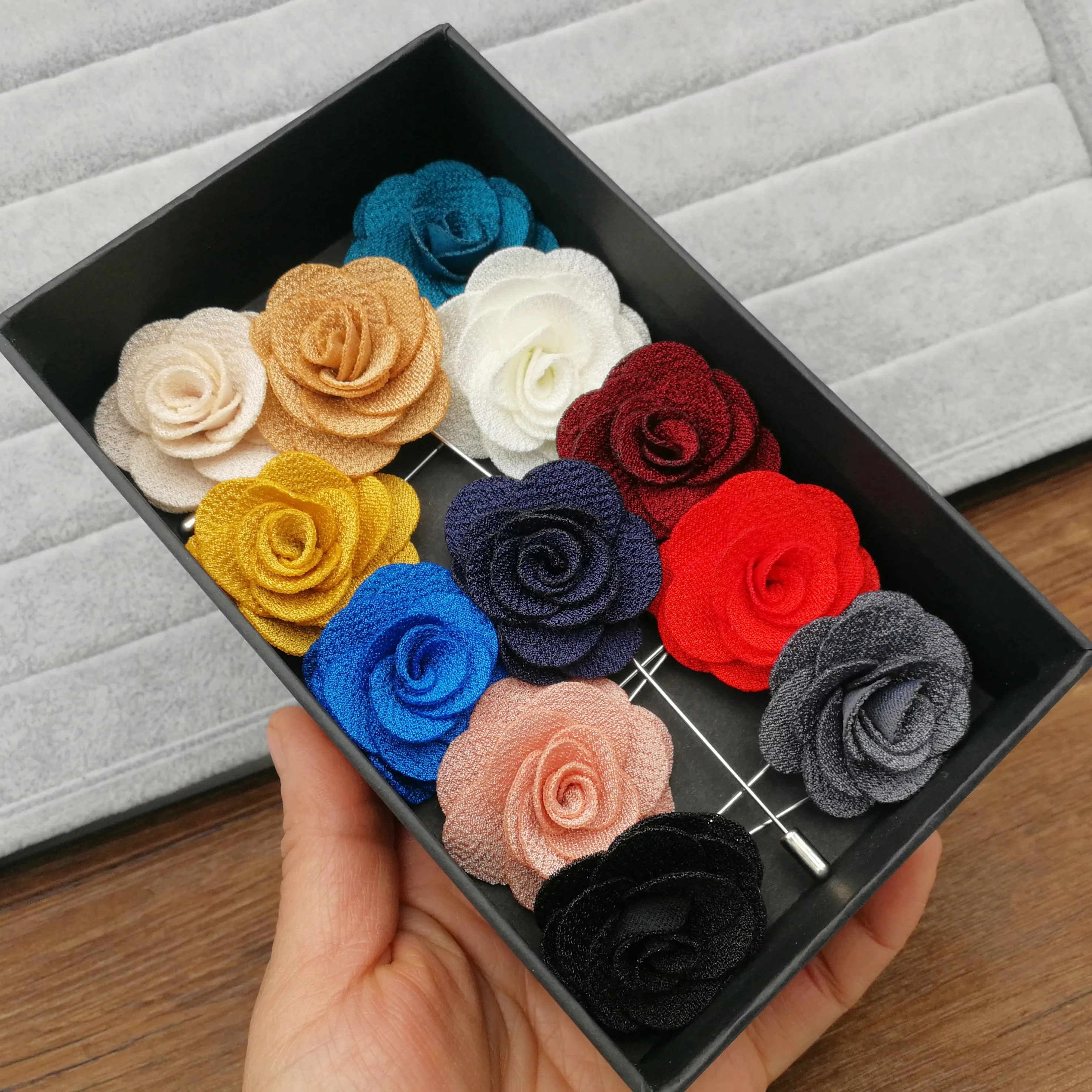 

12colors/set Fabric Flower Brooches For Women Brooch Pins Suits Decoration Lapel Pins For Men Brooch For Suits Accessories