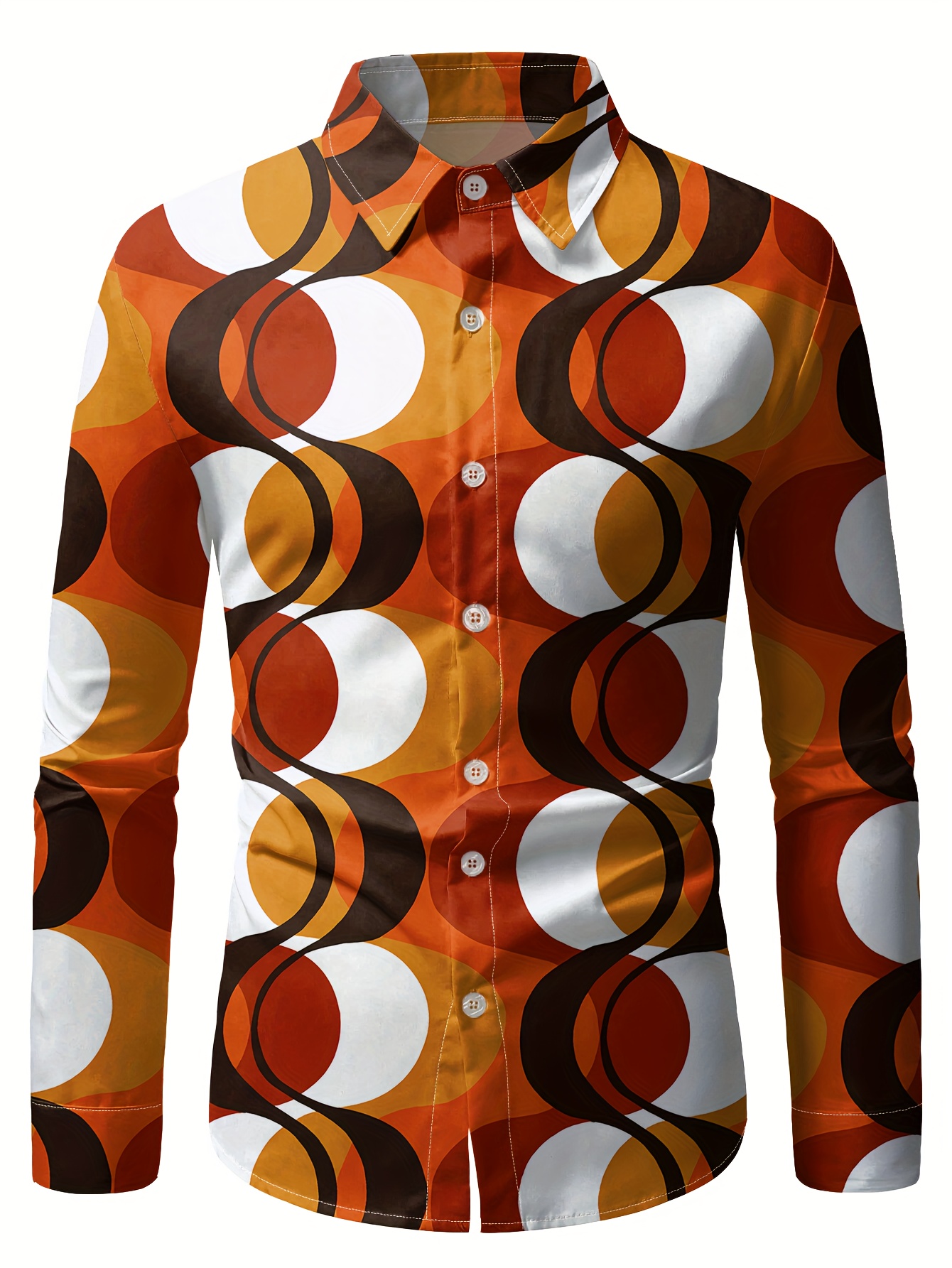 mens disco party shirt vintage collar button front - Temu