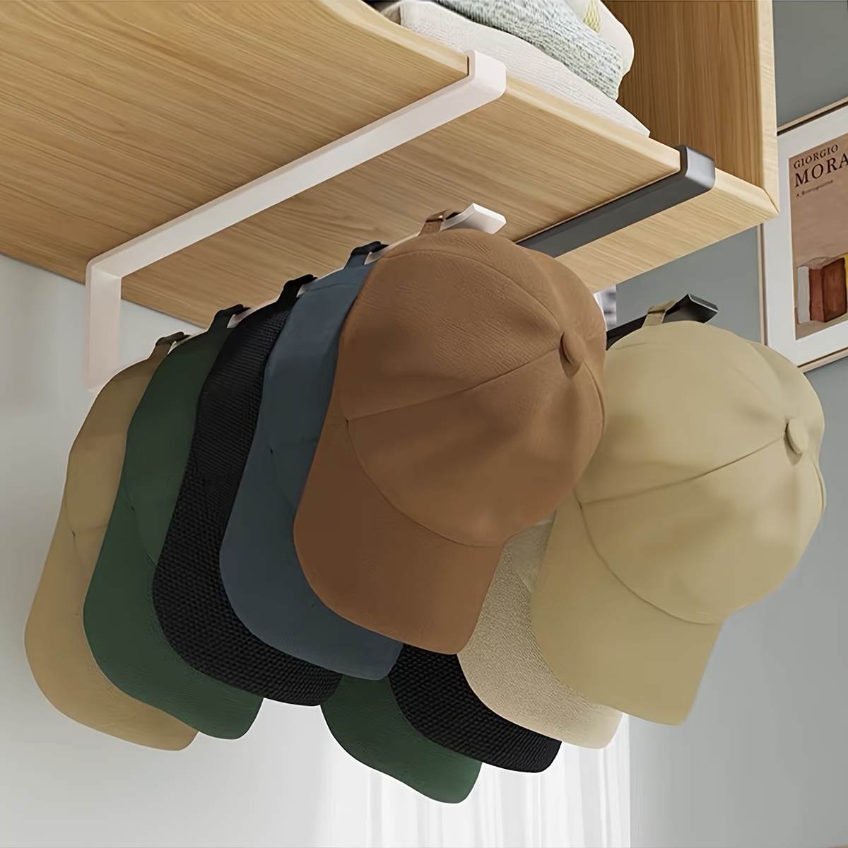 

1pc Punch-free Pull-out Embedded Cap Baseball Cap Storage Hanging Rack Cabinet Storage Hanging Belt Tie Belt And Other Clothing Multifunctional Storage Display Hanging Rack