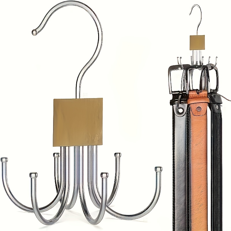 

Rotating Belt Hanger - Metal & Plastic Closet Organizer For 24 Belts, Ties, Scarves - Space-saving Accessory Rack