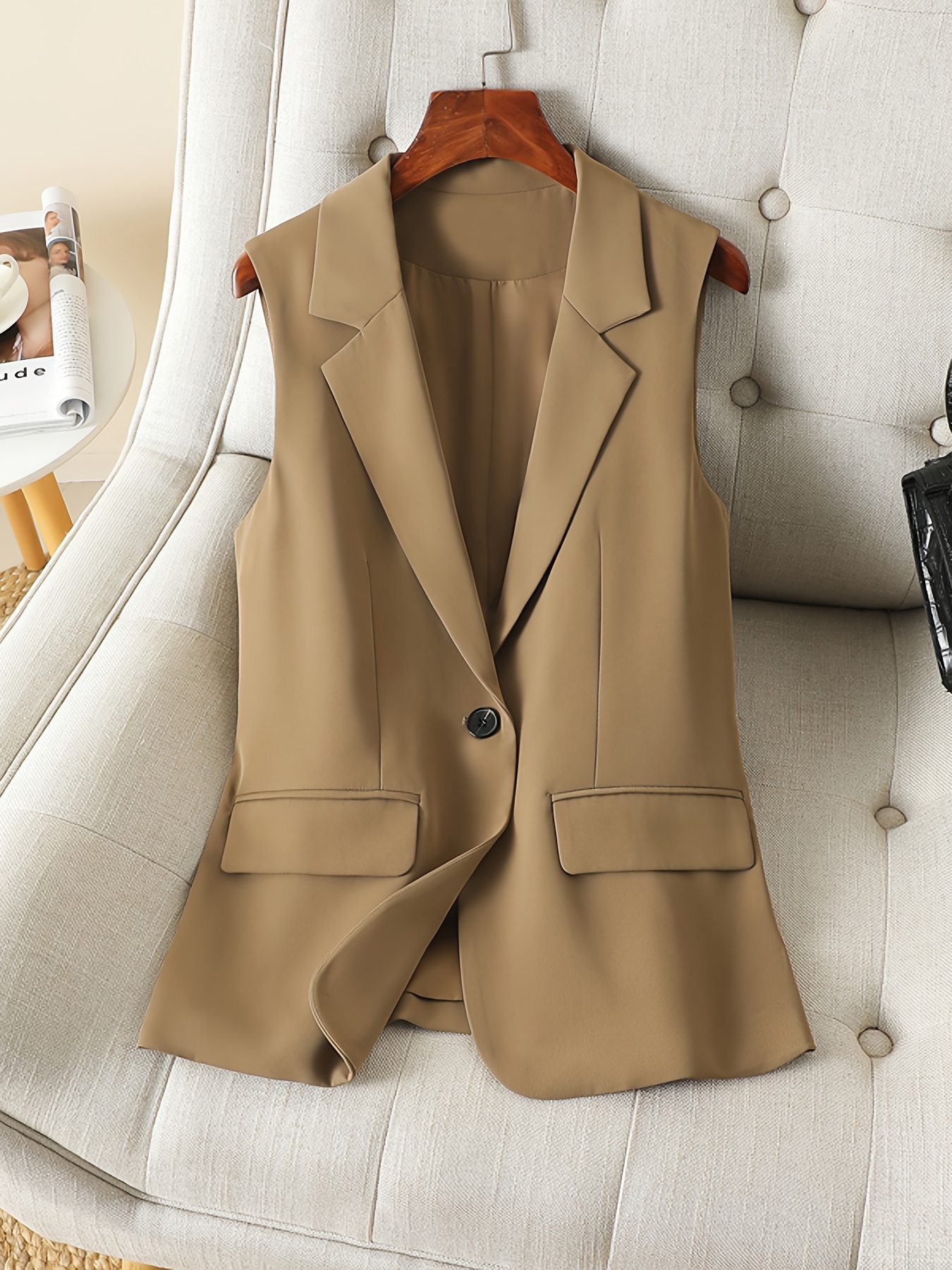 Women's Slim Waist Vest Casual Solid Color Sleeveless Jackets Lapel Classic  Tops at  Women's Coats Shop