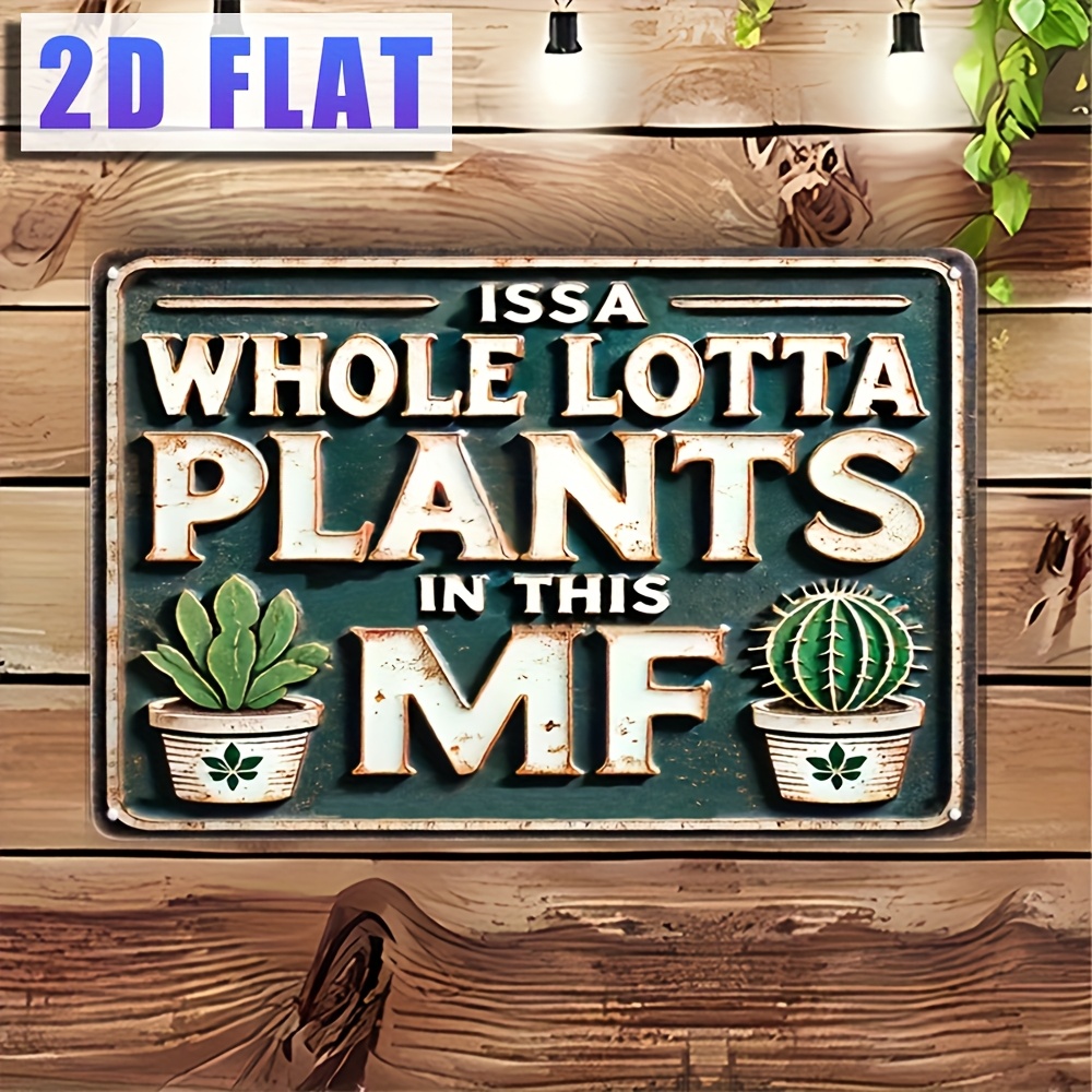 

1pc Vintage Aluminum Metal Sign ' Plants In This Mf' - Multifunctional Wall Hanging Decor For Home, Garden, Bar, Club, Farmhouse - English Text, 8x12 Inch