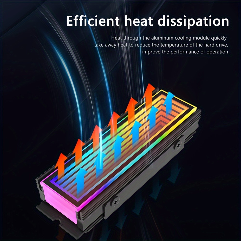 argb aura sync m 2   cooling vest aluminum heatsink for 2280 solid state drives rgb lighting   heat dissipation   for pc builds details 2