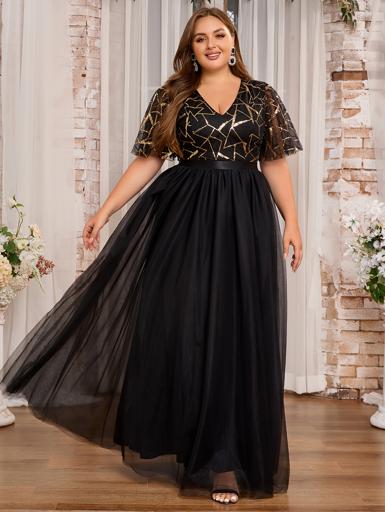 sheer long dresses GLS Formal Long Sheer Sleeve Mother of the Bride Dress - Eggplant - Size S