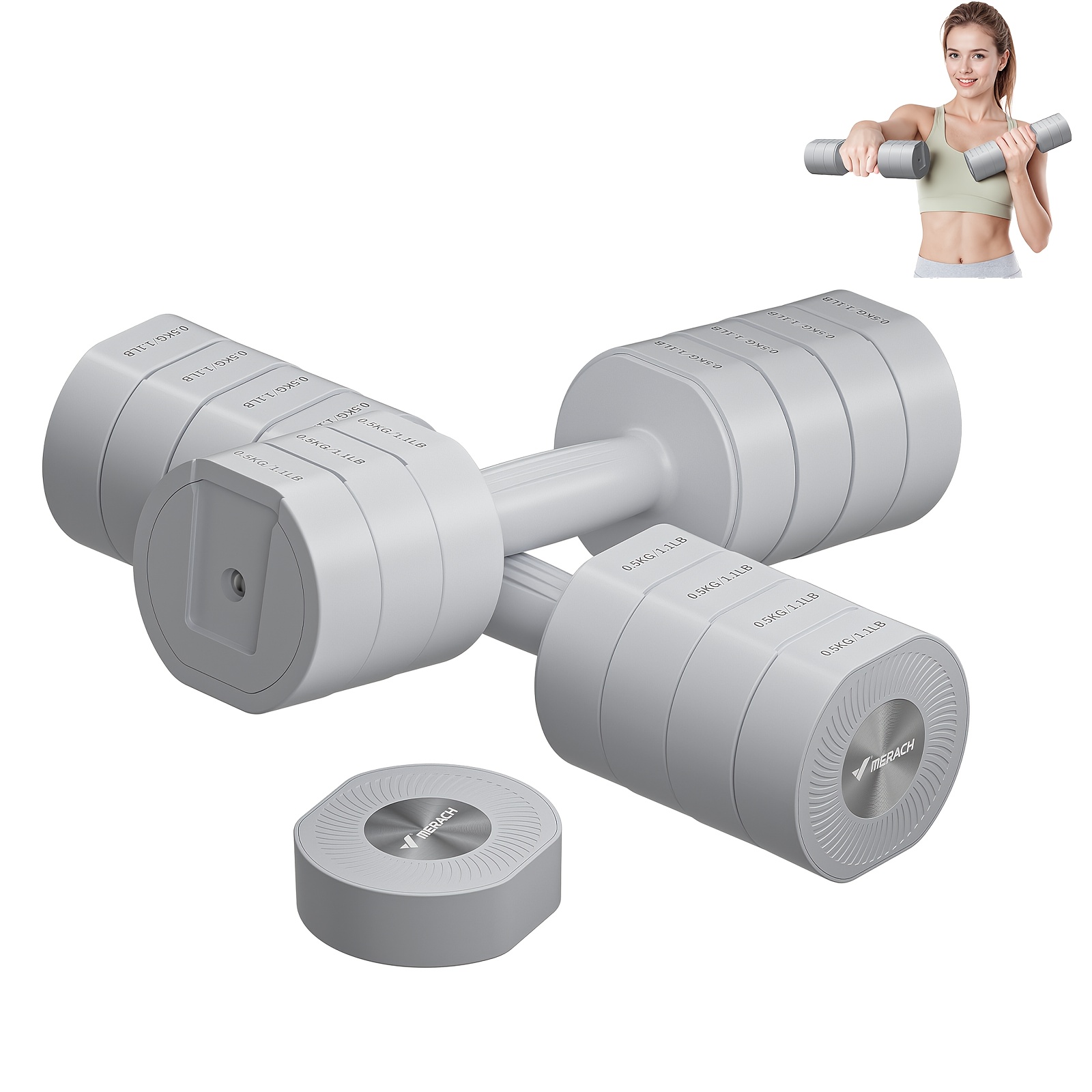 TEMU Merach Dumbbell Set Of 2, Adjustable Weight, Anti-slip Handle, Macaron Colors, Each 2.2/4.4/6.6/8.8 Lbs, 4in 1 Hand Weights For Women At Home,
