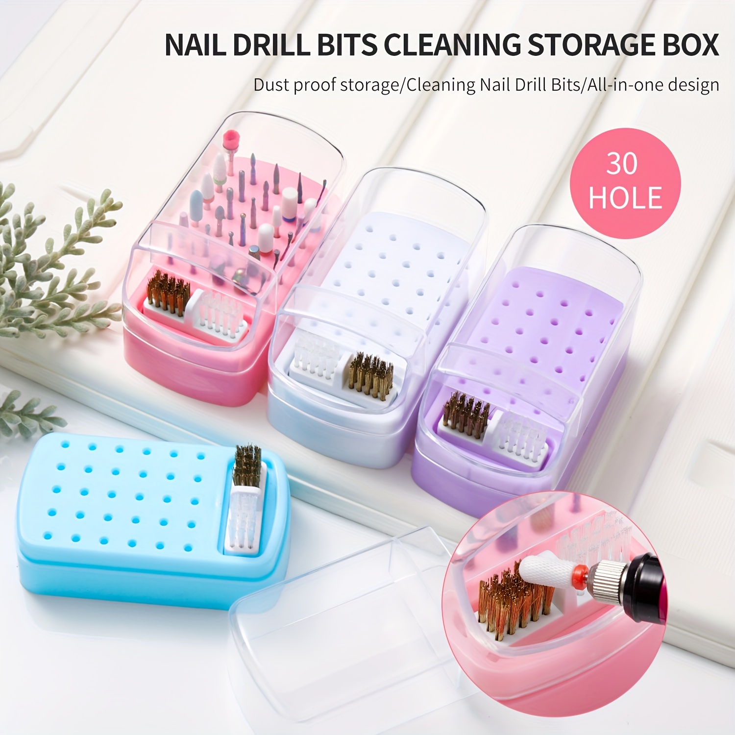 

30-slot & Organizer - Odorless Manicure Tool Display For Polishing , Dustproof Storage Box Stand For Accessories