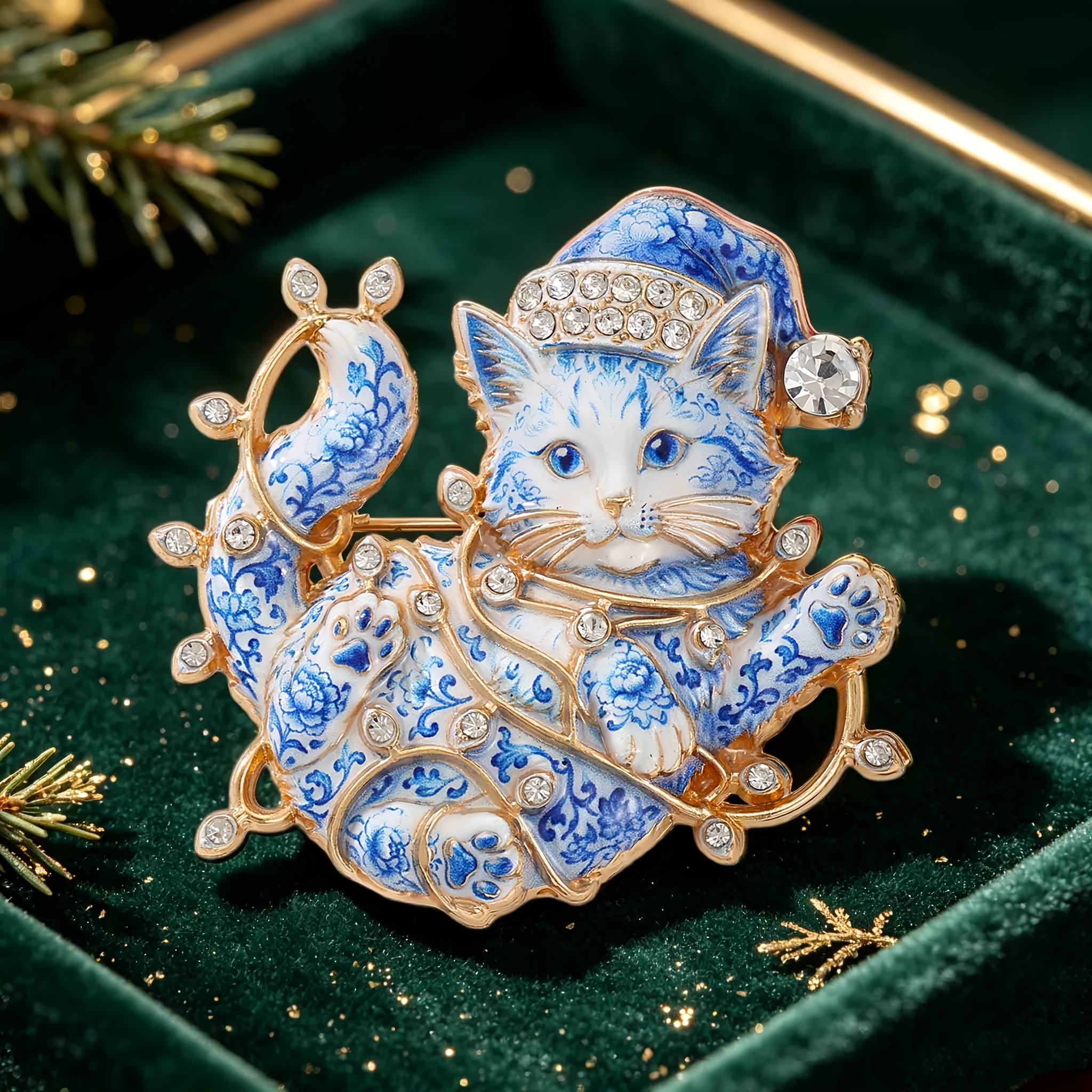 TEMU 1pc Broche Chat en Étoile de Noël, Style Rétro et Élégant, Idéal pour Décoration de Manteau, Peut Être Cadeau de Noël