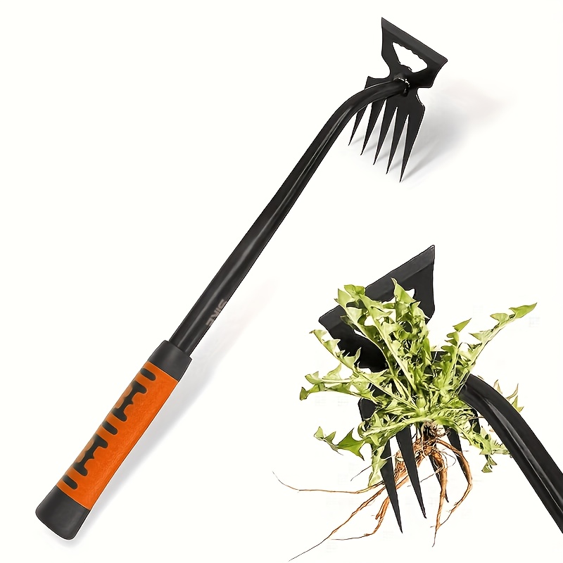 heavy duty manual weeding tool high   long handle weeder with sharp blade for root eradication suitable for gardens   lawns and vegetable patches durable carbon steel construction portable weeding tool with spray coated  