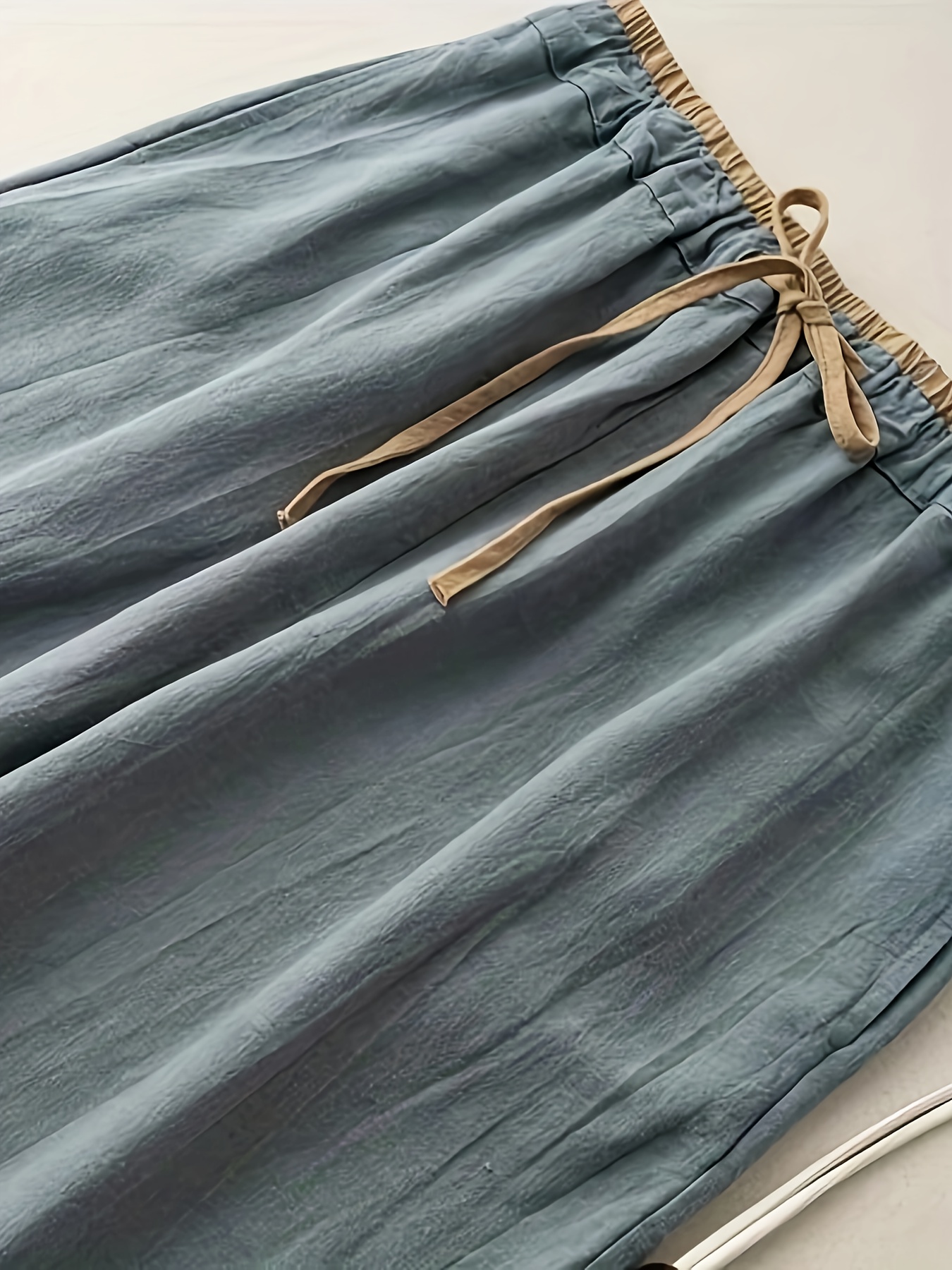 Women's Japanese-Inspired Viscose Rayon Wide-Leg Pants - Loose Fit Drapey Trousers with Elastic Waist & Drawstring, Straight-Leg Design for Spring Summer Fall, Machine Washable Casual Office Wear, Everyday Comfort, Durable Construction