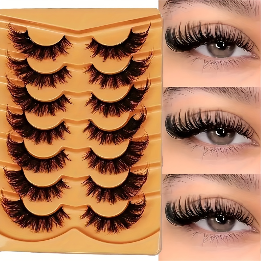 

Eyelashes Set - 7 Hypoallergenic, Fluffy & Curling, Eye-end Lengthening False , Unscented Fit Form