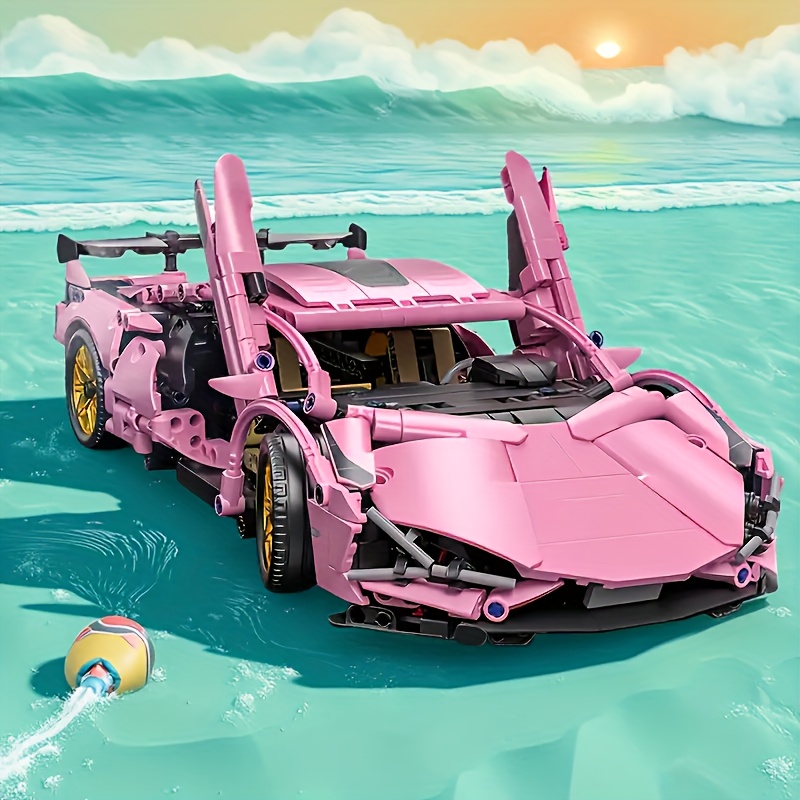 1330+pcs   Sports Car Model Building Blocks Set, DIY Racing Assembly Kit, Stylish   Decor Display Piece, Christmas/Halloween/  Gift, Toy Car For Girl, Pink Toy Car For Girl, Car Building Set, Building Block Set, Brick, Block Building Set