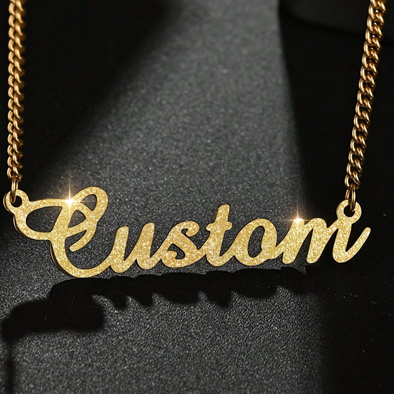 

Custom Matte Shiny Name Necklace Stainless Steel Personalized Minimalist Nameplate Pendant Christmas Jewelry Gifts For Men And Women