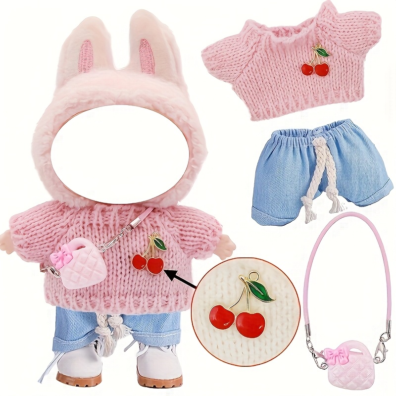 Ropa Para Muñeca La-bu-bu – 17 Cm – Conjunto De 3 Piezas: Sombrero, Camiseta Y Pantalones – Diseño Monstruo De Tres Ojos En Verde – Ideal Para Regalar