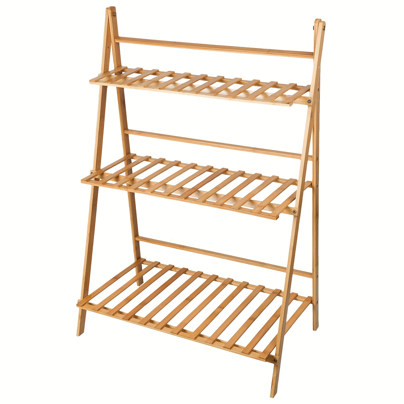 3-tier Wooden Plant Stand With Sturdy Wide Base & Top Shelf - Flower Display Shelf Suitable For Balcony, Window, Living Room, Office - Space- Plant Shelf For Pots, Modern Rustic For Or Commercial Use
