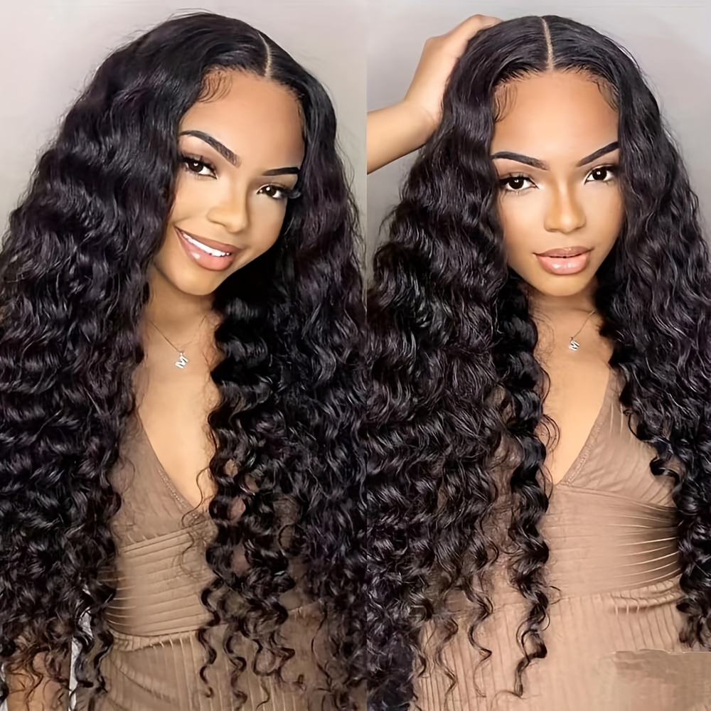 13x4 deep wave hd lace front wigs human hair wigs 180 - Temu