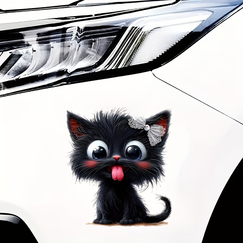 

1pc Cartoon Black Cat Vinyl Decal, 6-inch Animal Self-adhesive Sticker For Glass, Metal, Ceramic , With Glitter, Single-use For Laptops, Trucks, Phones, Motorcycles, Windows, Walls, Cup Decor