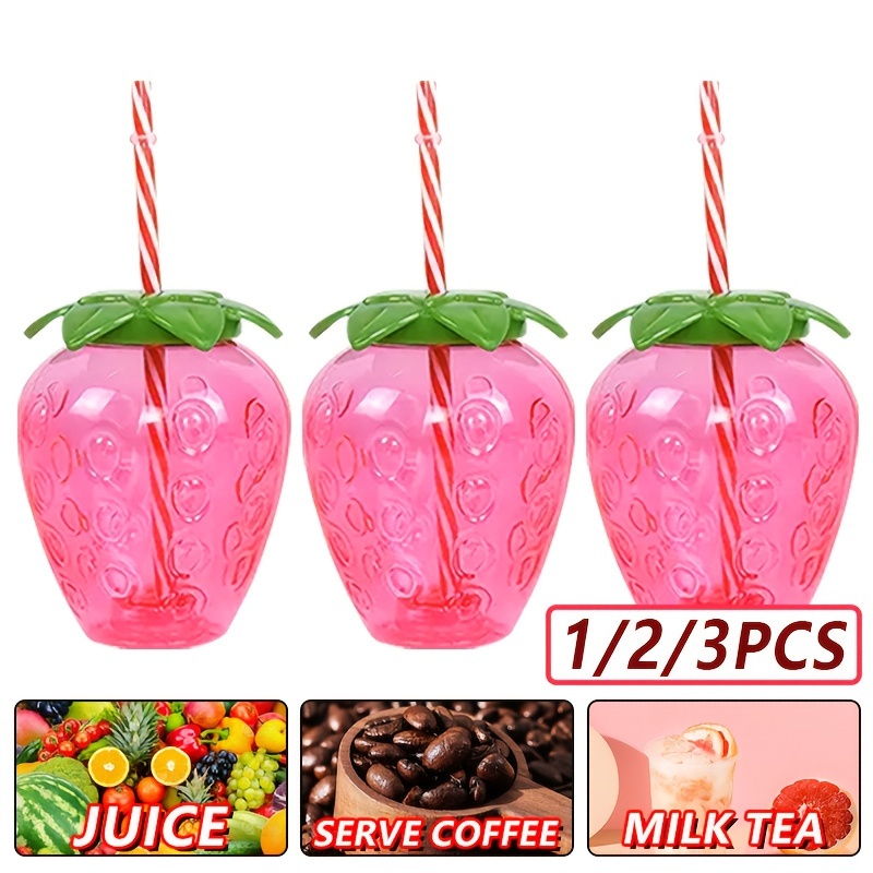 

1/2/3pcs Transparent With Lid Cute And Reusable Mugs, Kawaii Portable Cups - 500ml/16.9oz For Parties, Events And Catering