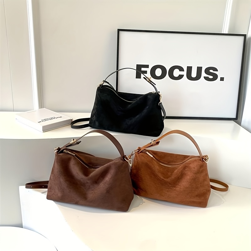 Leather Small Crossbody Bag For Women - PU Leather Shoulder Handbag With Zipper, Adjustable Strap