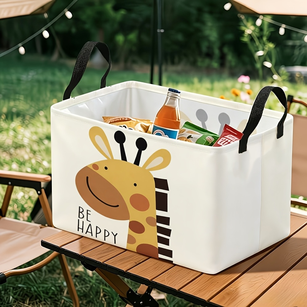 Foldable Canvas Storage Bin with Cartoon Giraffe Print