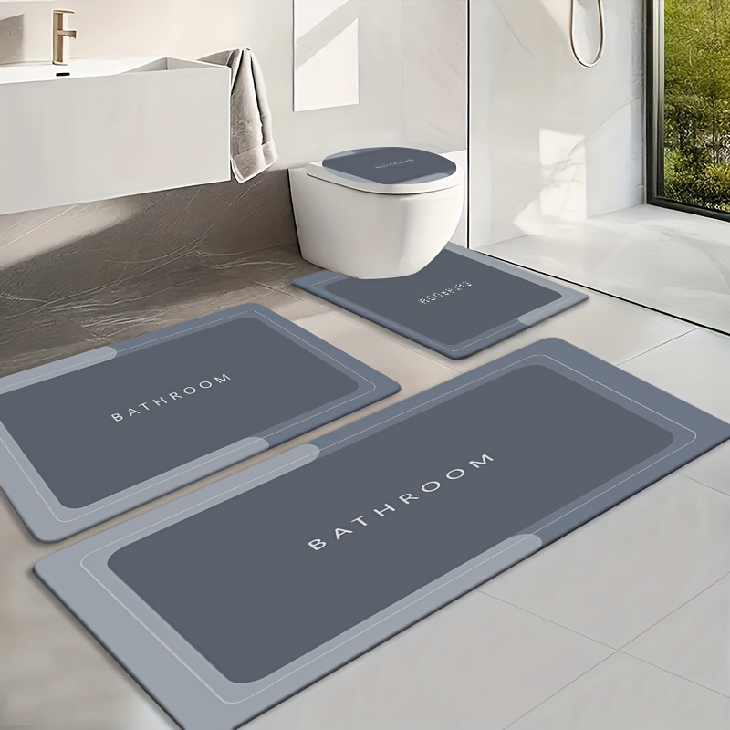 TEMU 4pcs Set, Minimalist Modern Bathroom Pattern Printed Rugs, Rug Set, Home Decor, Flannel Material, 1.2cm Thickened Sponge, Ideal For Home Use,