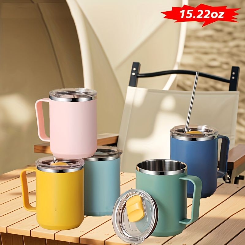 1pc 450ml 15 22oz insulated coffee mug handle lid - Temu Pakistan