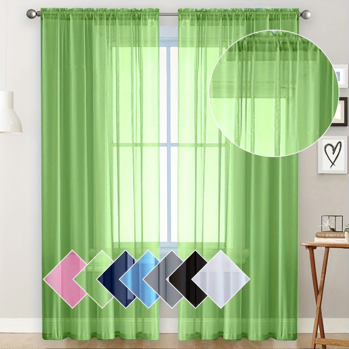 classic rod pocket sheer curtain panel   polyester   fabric lightweight yarn   decorative door panel machine washable uncorded clear   theme for living room and restaurants 1 panel details 6