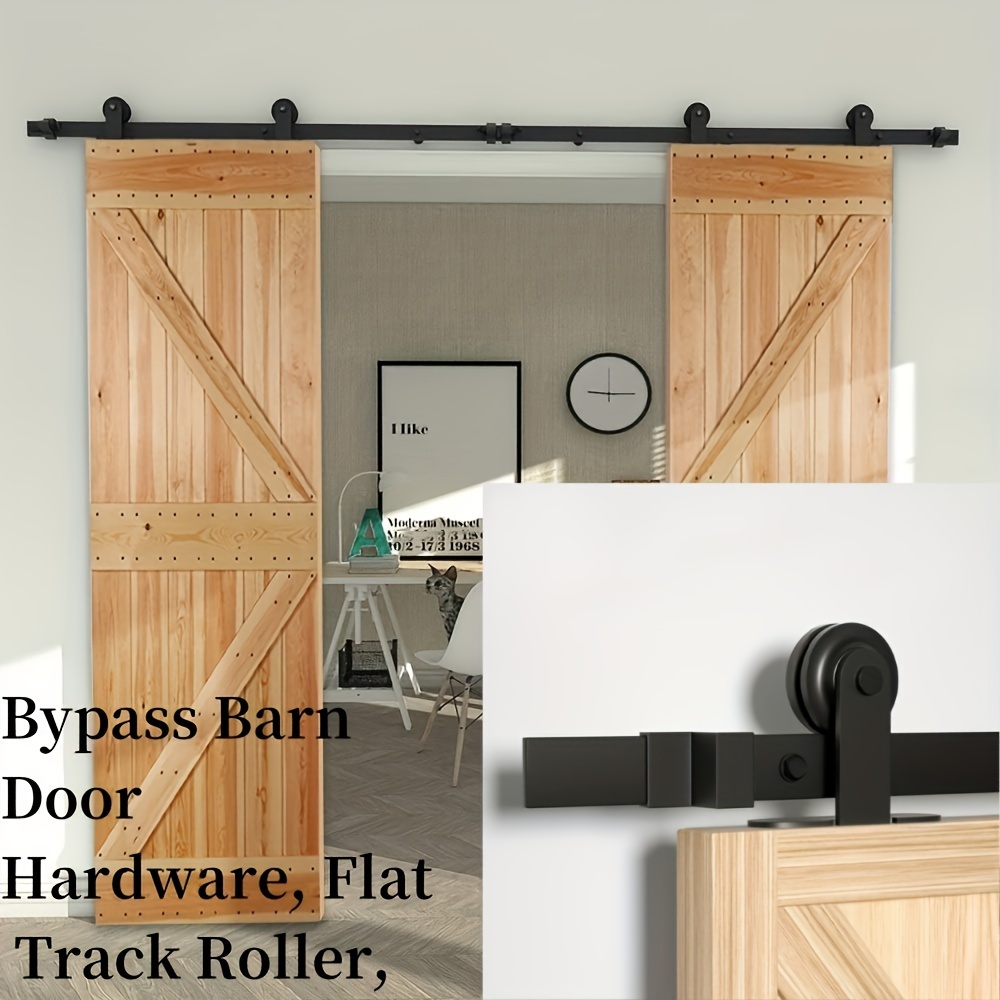 6FT Barn Door Hardware kit, 1/4 Thick Material- Combination Track- Easy to  Install- Manual Included- Black (J-5)