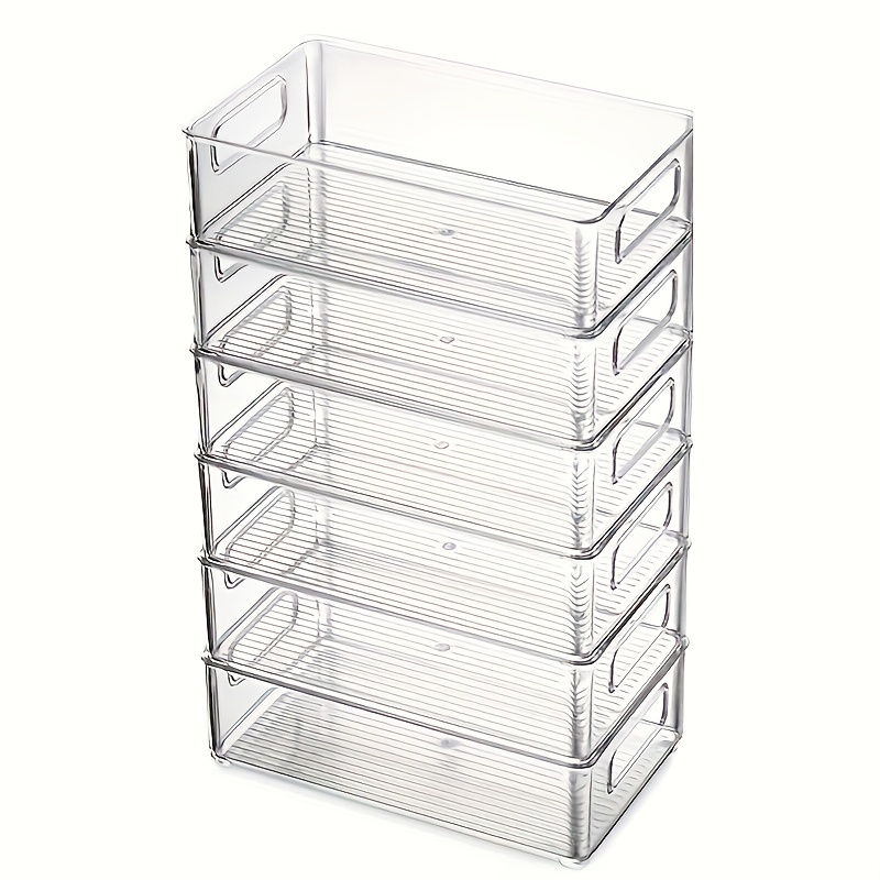 6 pack clear stackable refrigerator organizer bins multi purpose food storage containers for fridge freezer pantry ideal for fruits vegetables meat durable polyester easy to clean fridge storage boxes and containers 0