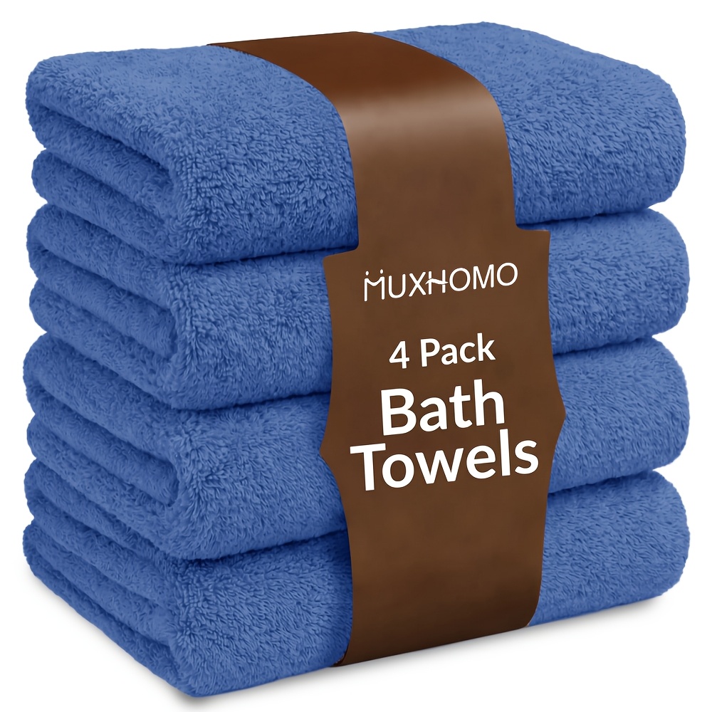 TEMU 4 Pack 300gsm Bath Towels Set-extra Absorbent, Ultra Soft And Durable, Mixed Color, Luxury 5-star Hotels, For Bathroom Hotels Gym Spa, Ideal As