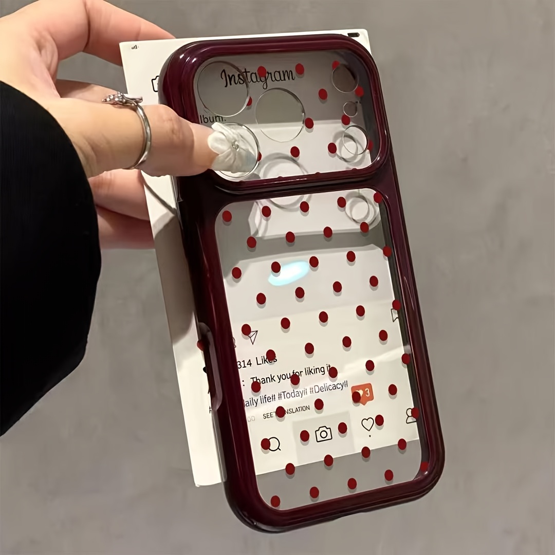 TEMU Phone Case: Fashion Polka Dot Pattern Large Window Phone Case Suitable For Iphone 18, Iphone 18 Pro Max, Iphone 18 Pro/16/11/13/ Plus/15 Pro/15