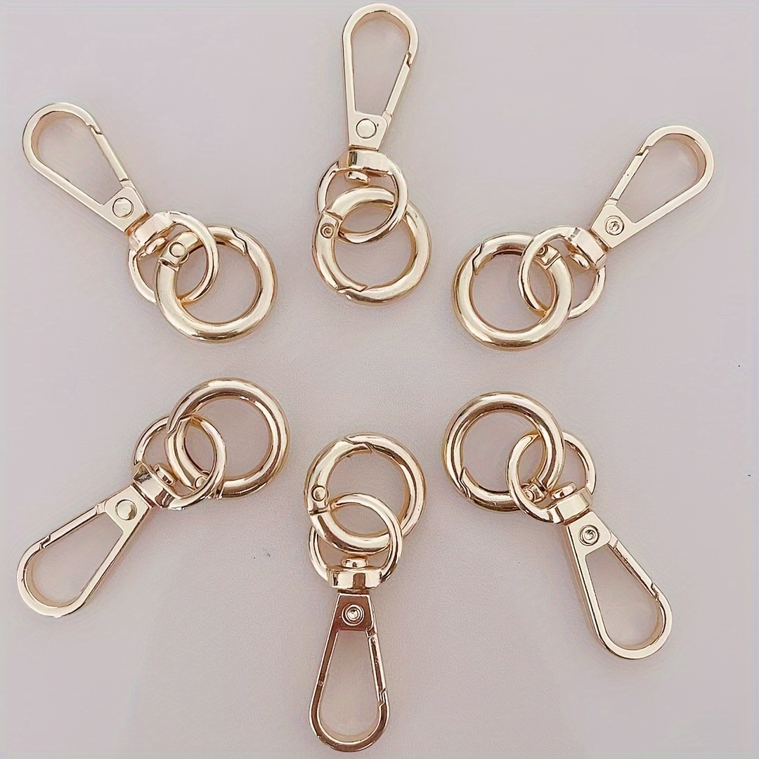 Set Of 6 Metal Spring Keychain Hooks With Key Rings, Featuring A Rotating Dragon Claw Clasp, Suitable For Keychain Clips, Wallets, Backpacks, And Handmade Dog Collars
