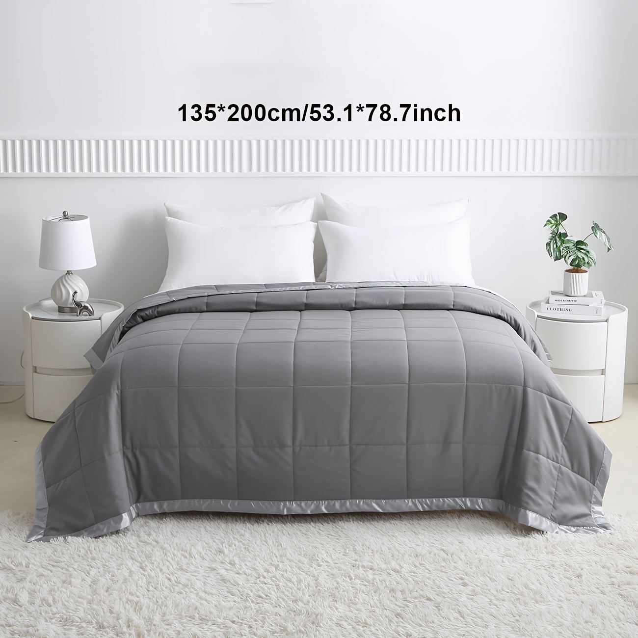Image of 1pc Quilt Grey, Coverless Duvet Double, 160gsm High-quality Fiber Filling, Skin-friendly And Quiet, Lightweight And Breathable, Suitable For , Machine Washable