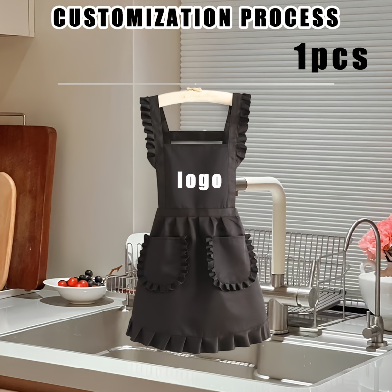 TEMU 1pc/2pcs Delantal de Moda Personalizado, de Color, Elegante Delantal de Encaje para Mujer, Uso en el Hogar, Cubierta para Café y Babero sin para
