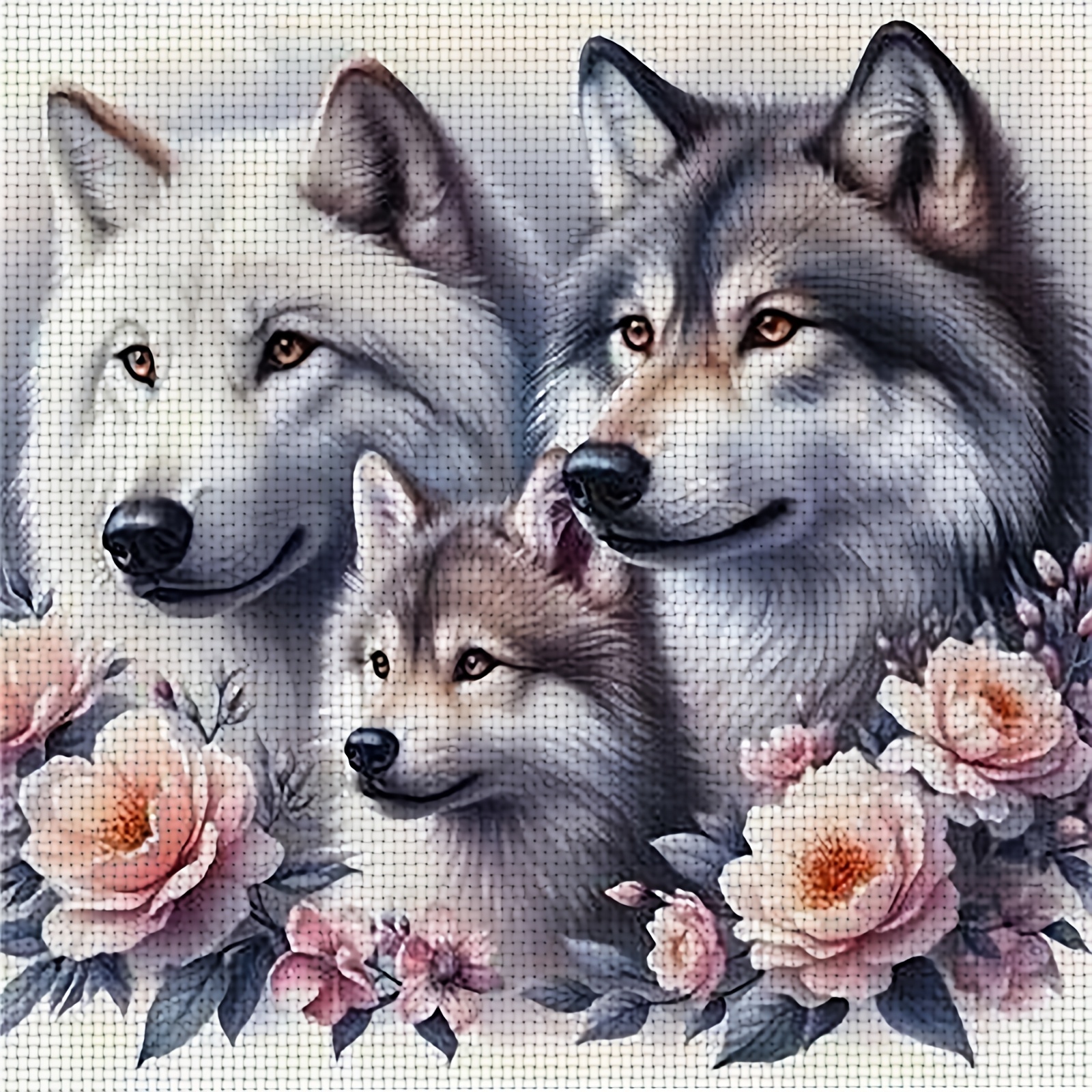 TEMU 1 kit de broderie point de croix imprimé 11CT/14CT " et fleurs roses", kit relaxant pour débutants adultes, inclut toile imprimée, aiguilles,