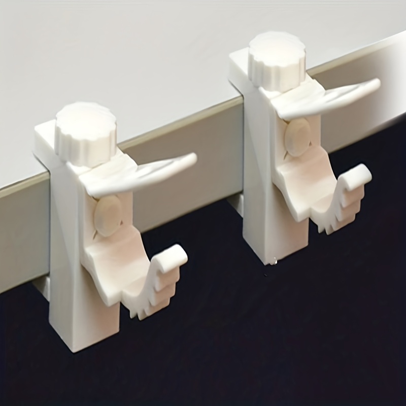 2 White Plastic Pre-hung Brackets - Stable And , Space- Wall-mounted Shelves For Home Use, Versatile For Different Curtains, Curtain Rod Brackets