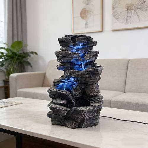 item picture elegant multi layered rock waterfall fountain usb featuring led lighting for decoration a zen landscape in indoor and outdoor gardens suitable as a gift for holidays and summer easter and fathers day