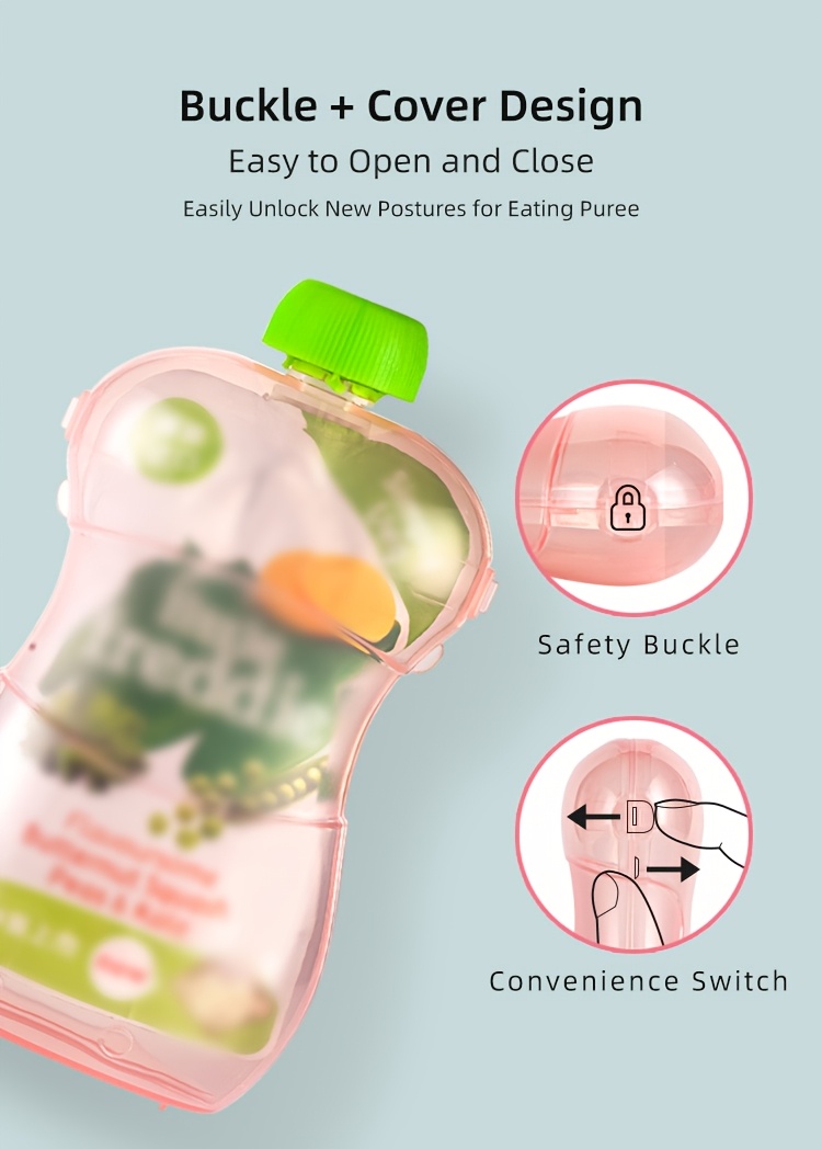 1pc Anti squeezing fruit puree box, Squeeze-Proof Holder for Food Pouches and Juice Boxes, Easy Flipping Design for Convenient Feeding