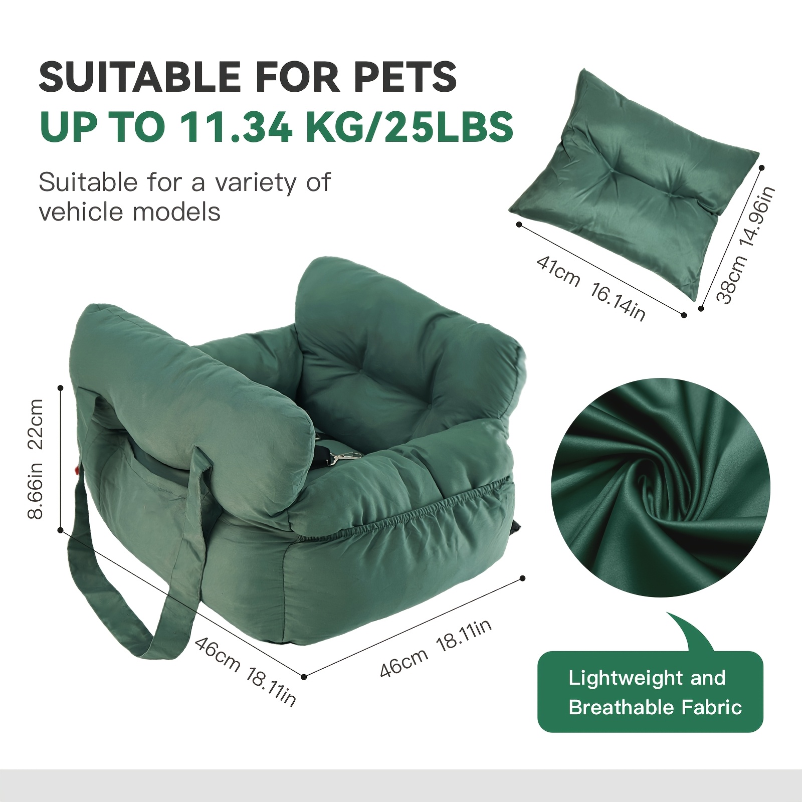 Breathable Dog Carrier Car Seat For Spring Summer, Portable Travel Pet Bed With Safety Hook And , Handheld/ Shoulder Strap, Fits Car Front/ Back Seat, Pet Travel Ideal Gift