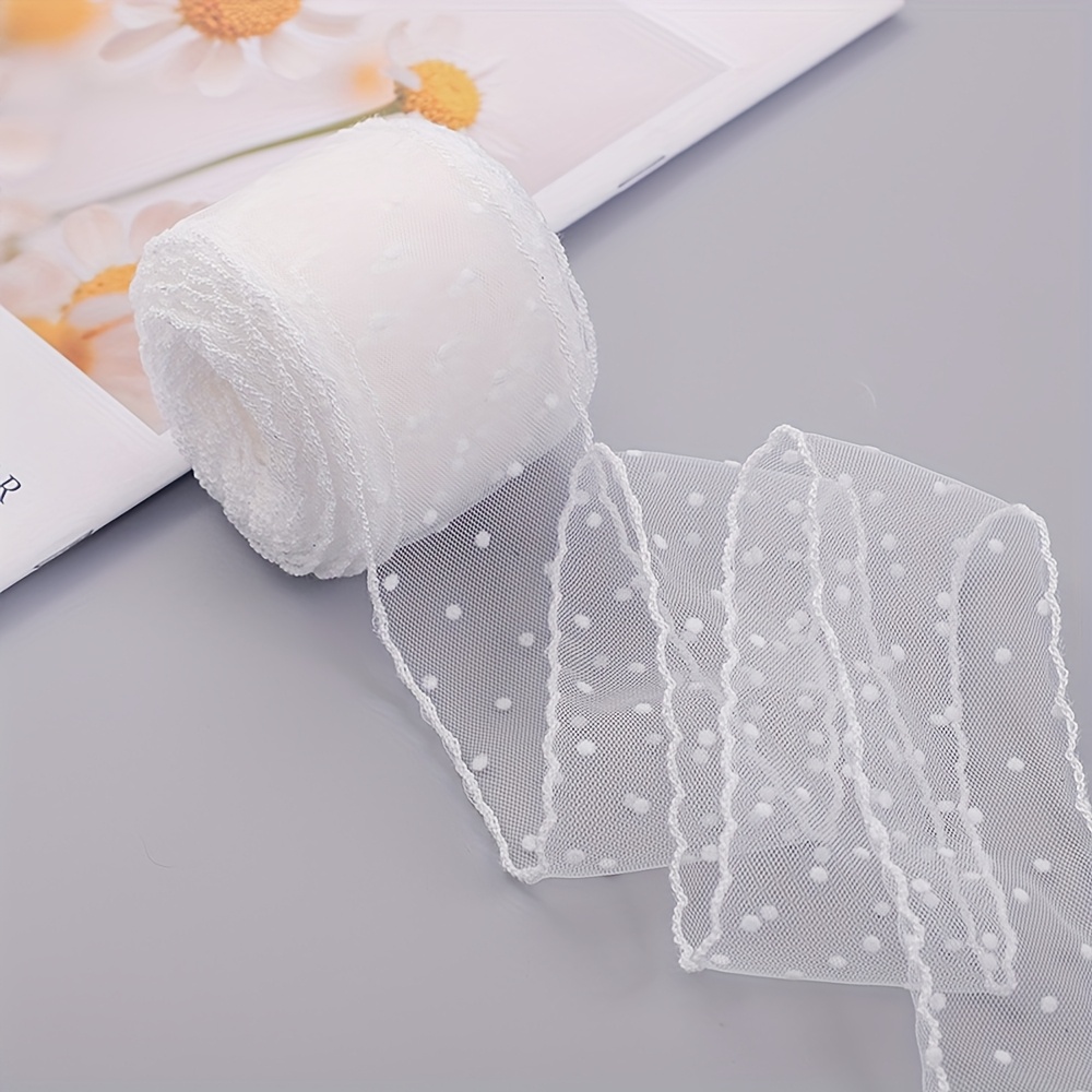 Image of 5 Yards A Pack Of White Polka Dot Lace Mesh Polka Dot Lace Accessories, Suitable For Sewing, , Bow Accessories, Gift Packaging, Party Decoration
