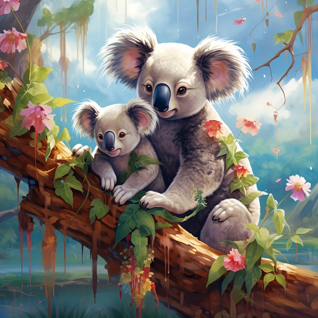 

Ensemble de peinture diamant Koala 5D DIY 40x40cm - Kit d'artisanat acrylique en strass rond complet, œuvre d'art adorable de koala, cadeau de décoration murale pour la maison ou le bureau fait main