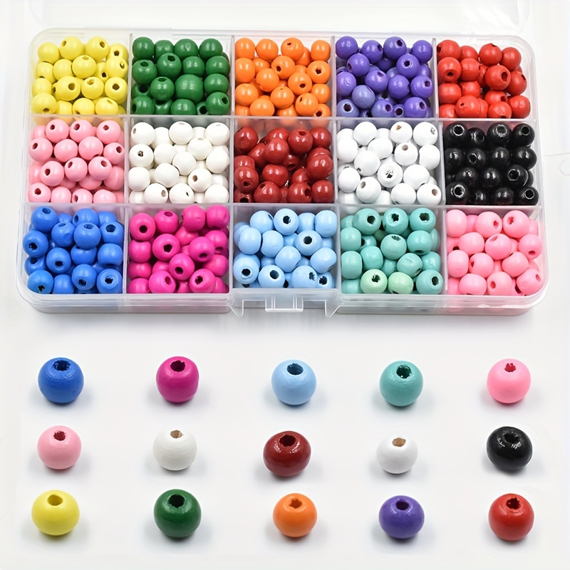 

540pcs / Box 8mm Wooden Beads Dye Wooden Beads 15 Colors Large Hole Wooden Beads, Diy Handmade Jewelry Making Lace Home Party Decoration Christmas. Daily Ornament Decoration