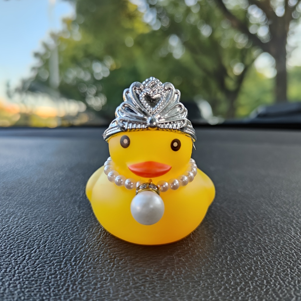 

With Crown Car Ornament - Rubber Mirror Decor, Perfect Festival Gift, Duck Car Accessories