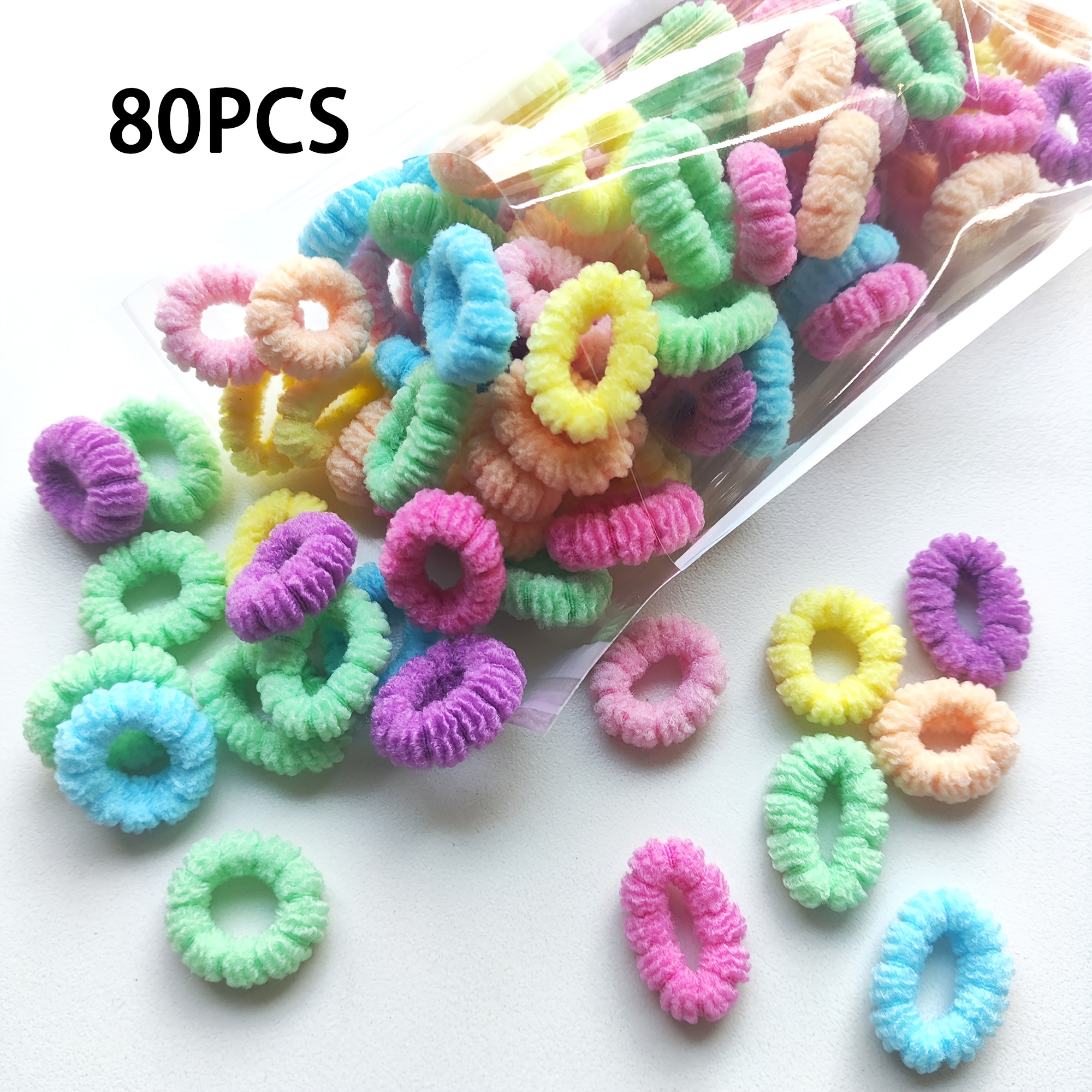 Image of . 20/80pcs High-elasticity Hair Ties, Pattern Hair Bands That Don't Damage Hair, Multiple Colors For Braided Hairstyle Fixing, Universal Hair Ties For School And Outdoor Use