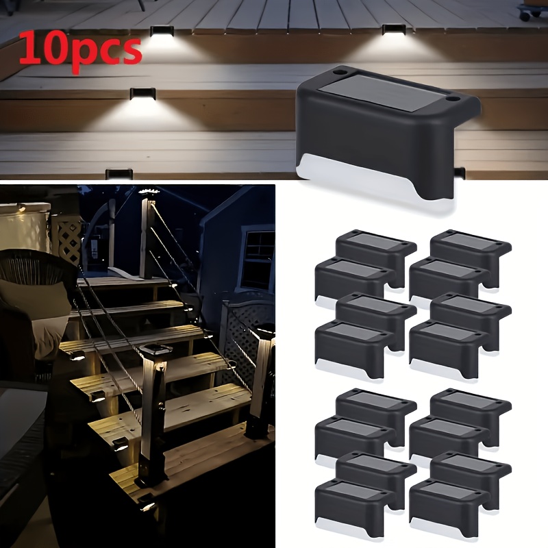 TEMU 10pcs Set Of Solar Outdoor Garden Lights, Home Garden Layout Staircase Deck Lights, Hallway Wall Lights, Railing Decorative Lights, Holiday