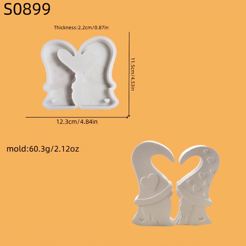 E-shop Harz Silikonform für Weihnachts-Herz-Gartenzwerg 3D Dekoration, Kerzen Silikonform, Gips Ornament Silikonform, Silikonform für , Epoxidharz Form