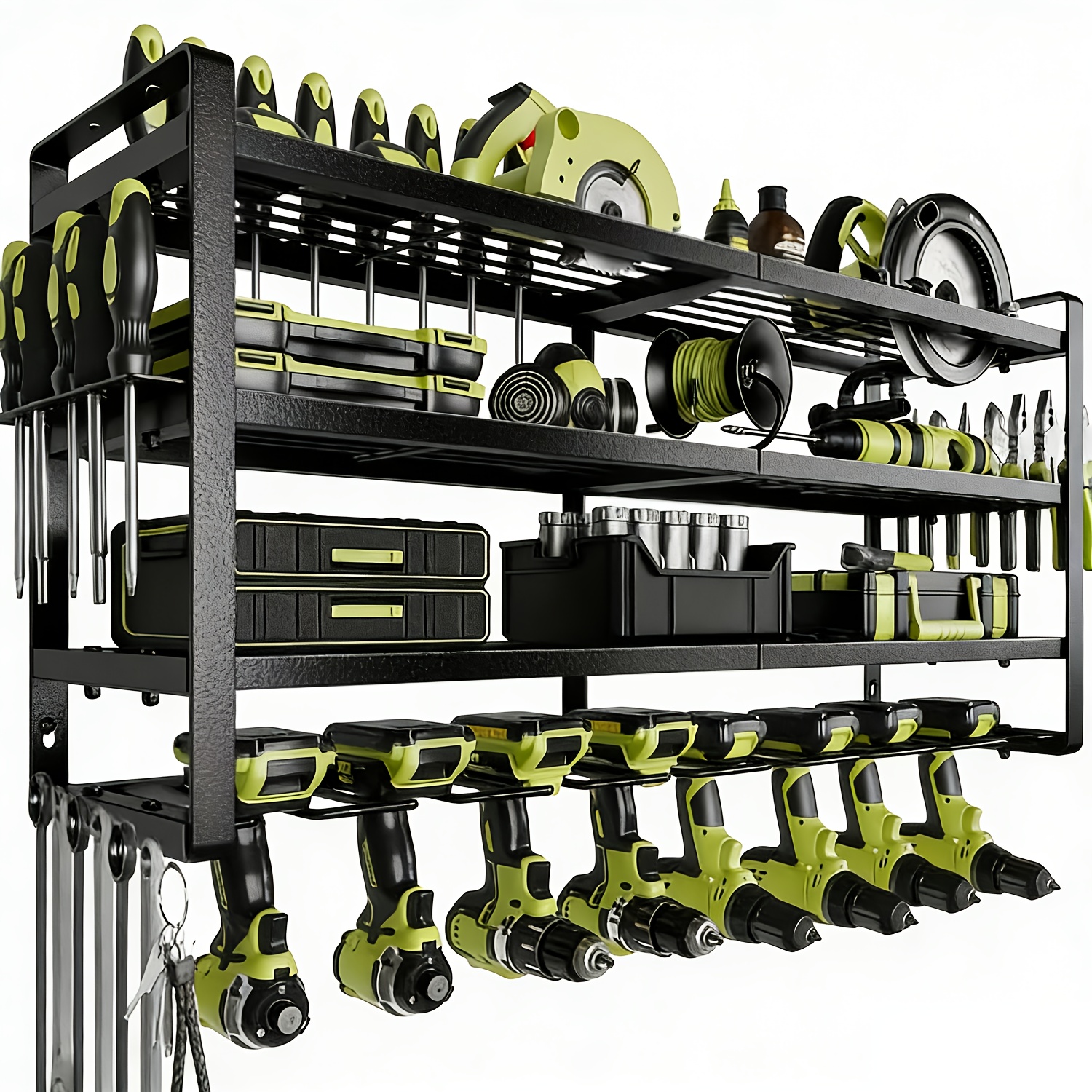 Wall-Mounted Electric Tool Organizer, 4-Tier Wireless Tool Storage with 8 Drill Bit Holders, Practical Garage Rack, Gift for Men, Boyfriends, Husbands, and Partners - Valentine's Day Gifts, Storage Racks 12 Wall-Mounted Electric Tool Organizer, 4-Tier Wireless Tool Storage with 8 Drill Bit Holders, Practical Garage Rack, Gift for Men, Boyfriends, Husbands, and Partners - Valentine's Day Gifts, Storage Racks