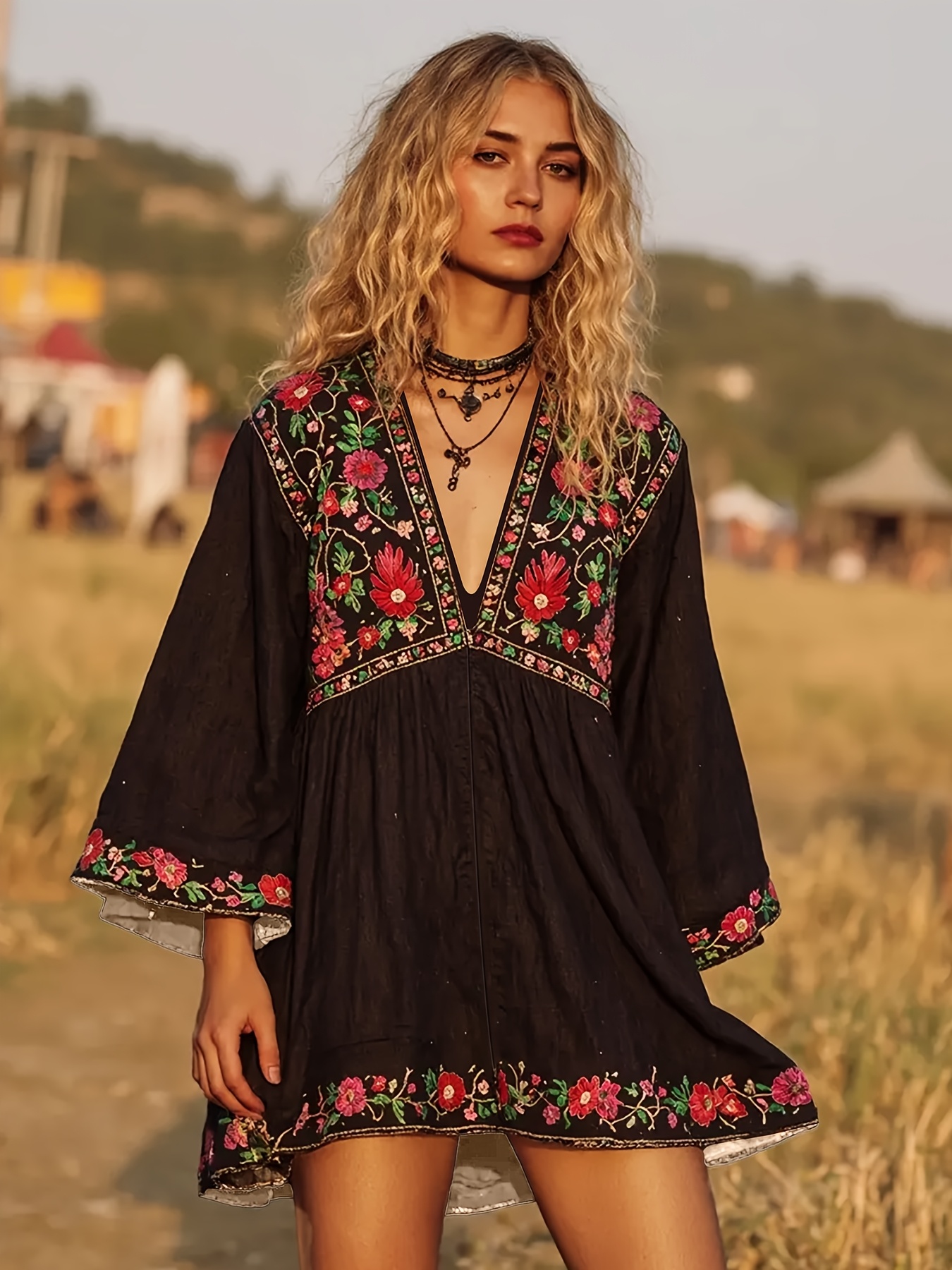 black boho dress sold on Temu United States