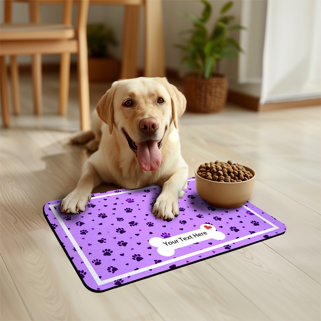

Custom Pet Feeding Mat With Name - Absorbent, Non-slip Dog & Cat Food Placemat For Bowls, Quick Dry Water Dispenser Pad, Leak-proof Indoor Pet Dining Accessory