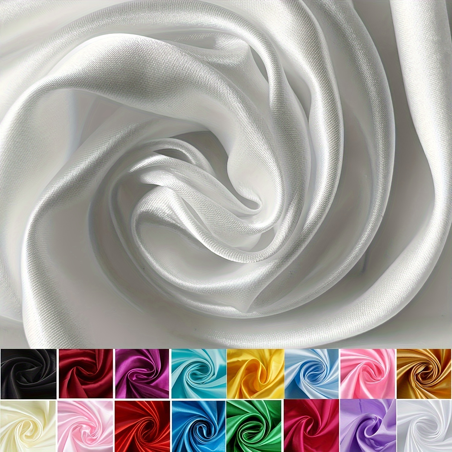 

1pc Luxurious Solid Color Satin Silk Fabric, 59in X 3yds - Vibrant Swirl Pattern, Machine Washable, Ideal For Wedding Decor & Craft Projects, Silk Fabric By The Yard