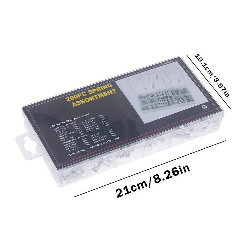 Set 200 Molle Di Compressione Ed Estensione - Acciaio Zincato, 20 Misure, Con Scatola Portatile - Foto 7